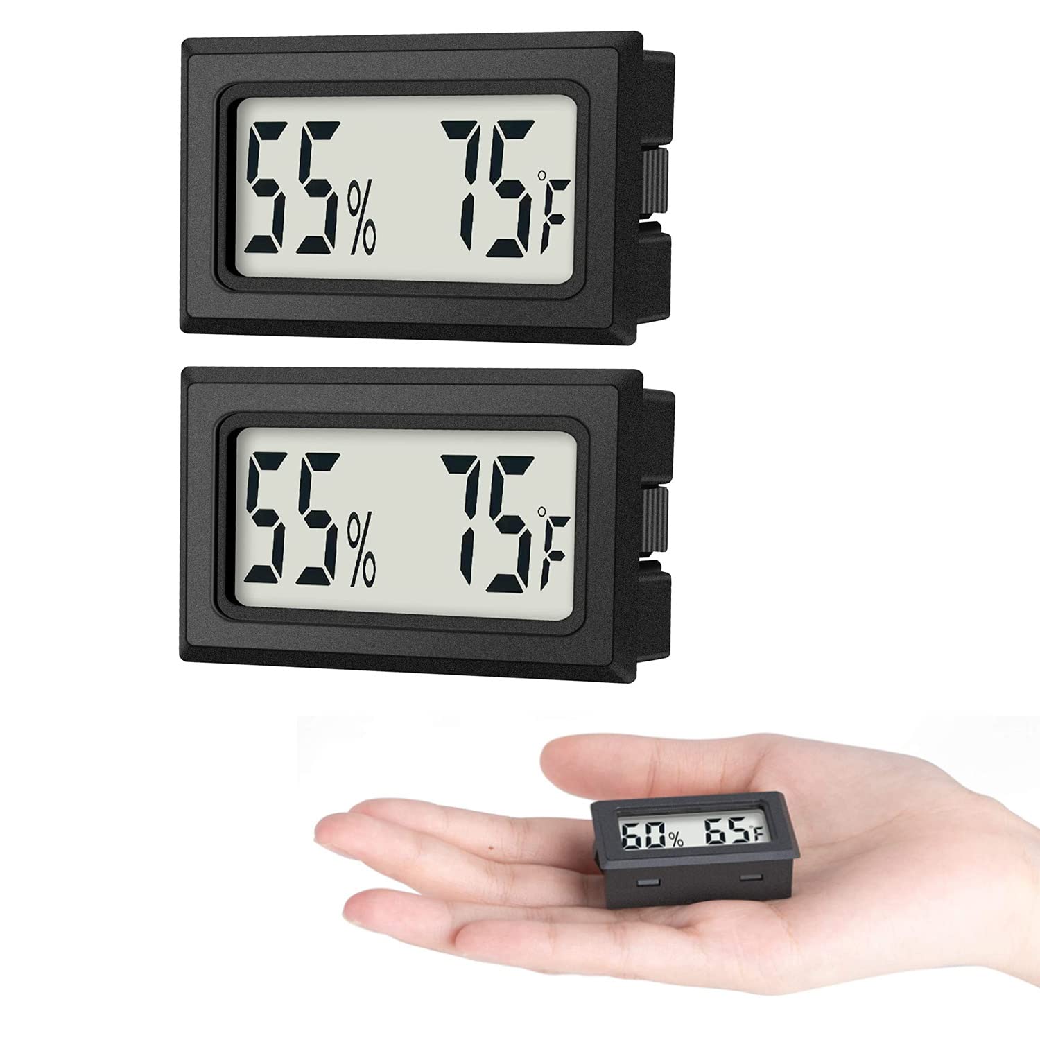 ELECDON Mini Digital Thermometer & Hygrometer 2-Pack - Indoor Temperature & Humidity Monitor for Greenhouse, Garden, Cellar, Closet, Fridge (℉)