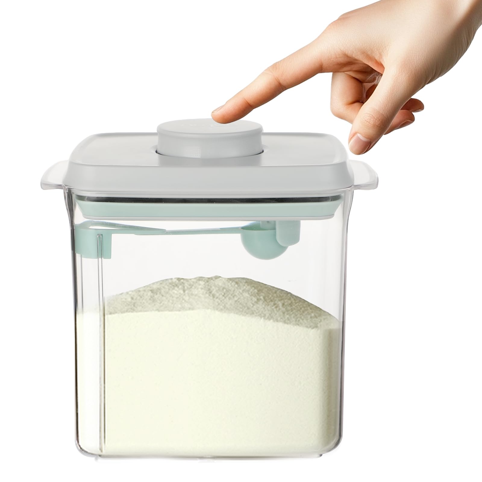 Dispensador de leche en polvo, 1,7 L, recipiente de polvo sellado con cuchara, caja portátil de leche en polvo, caja de almacenamiento de proteínas en polvo, adecuado para almacenar leche en polvo y
