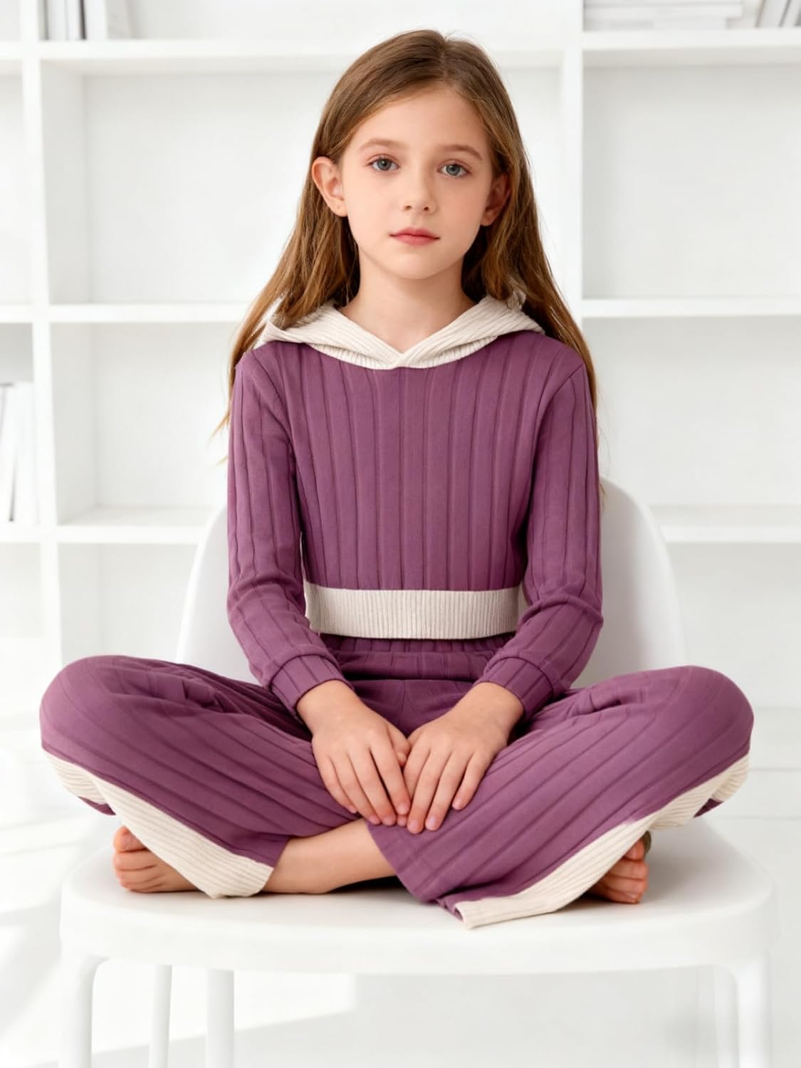 Girls Clothes 2Pcs Long Sleeve Hoodie Pullover Sweatshirt & Pant Girl Fall Winter Outfits Set Size 7-14 - Image 5