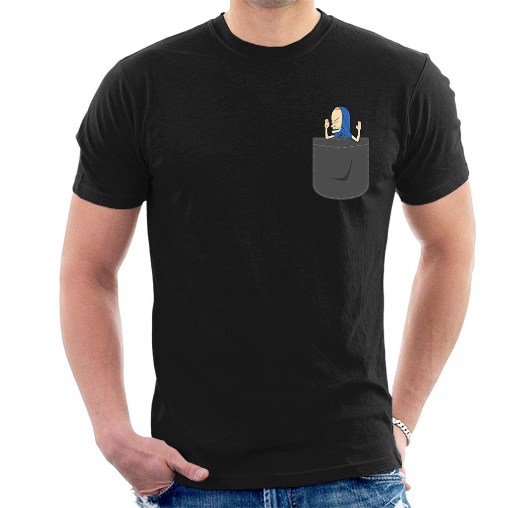 Cornholio Pocket Print Beavis and Butt Head Men's T-Shirt Black