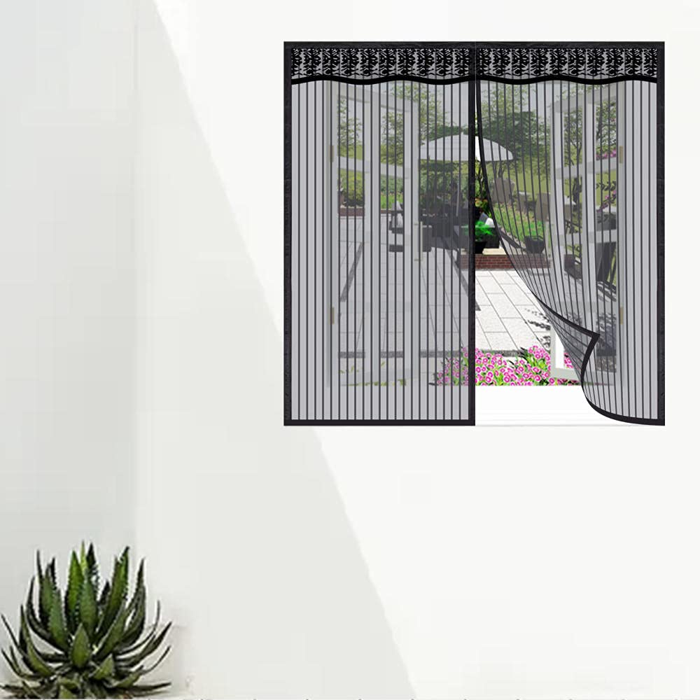 Magnet Fliegengitter Fenster Insektenschutz,160x220cm(schwarz), Magnetischer Fenstervorhang Ohne Bohren für Balkonfenster und Dachfenster, Mosktionetz Mesh Curtain Vollmagnetisch Schließt Automatisch