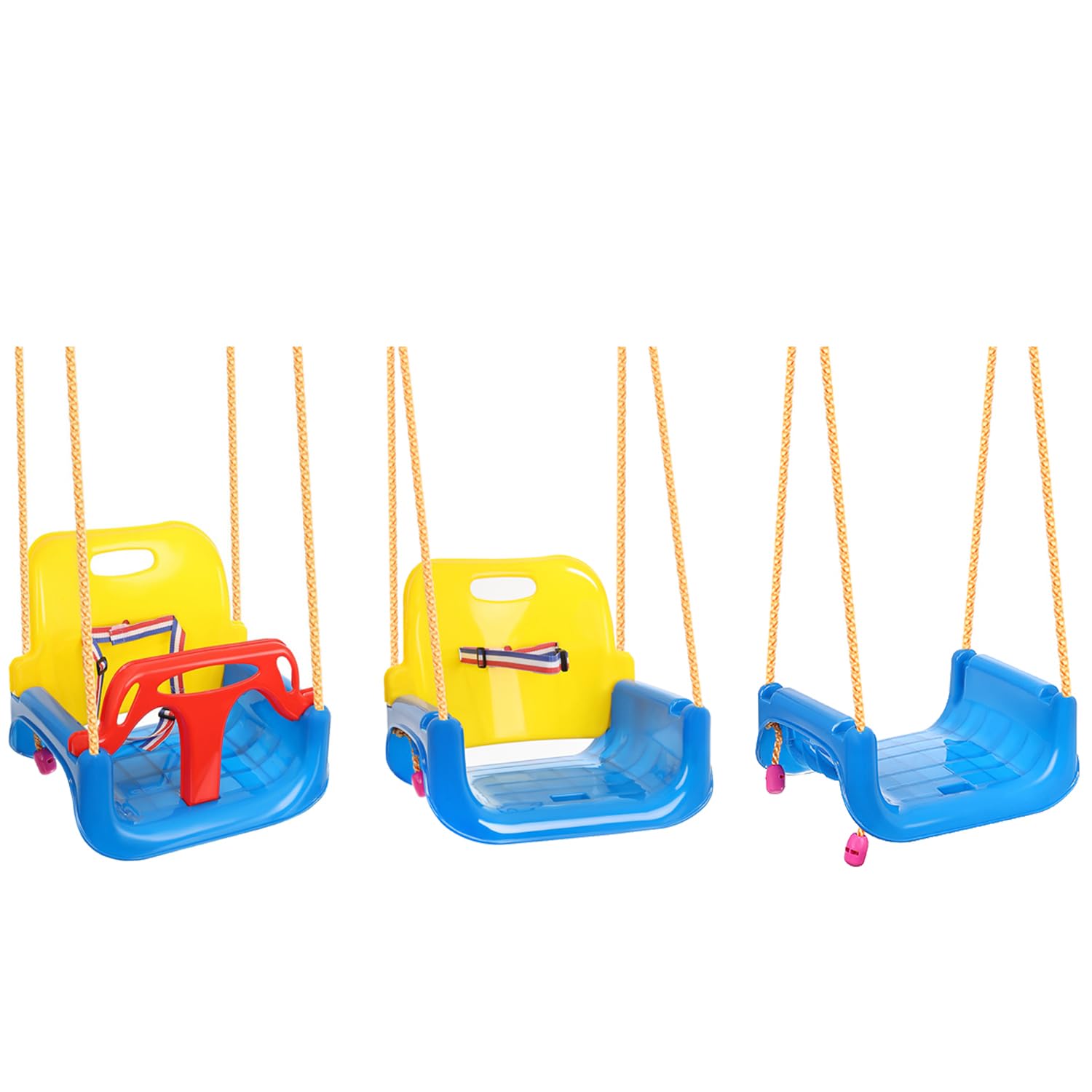 KRUZZEL Sedile per altalena con schienale e seduta, per bambini piccoli e grandi, blu, adatto per interno ed esterno, trasformabile, cresce con il bambino, 23552