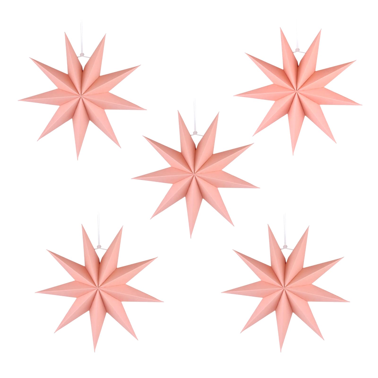 CHENYU Pack of 5 9 Points Folding Stars Christmas 30 cm Paper Stars for Hanging Pink 3D Christmas Decoration Paper Star for Windows Christmas Decoration Wedding Birthday Table Decoration Christmas