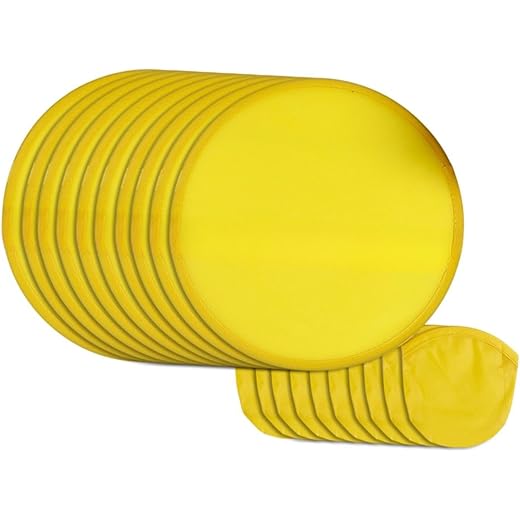 ZOOMELLA 10Pcs Folding Fan Classic Round Fan for Advertising Travel Decor Performance Yellow