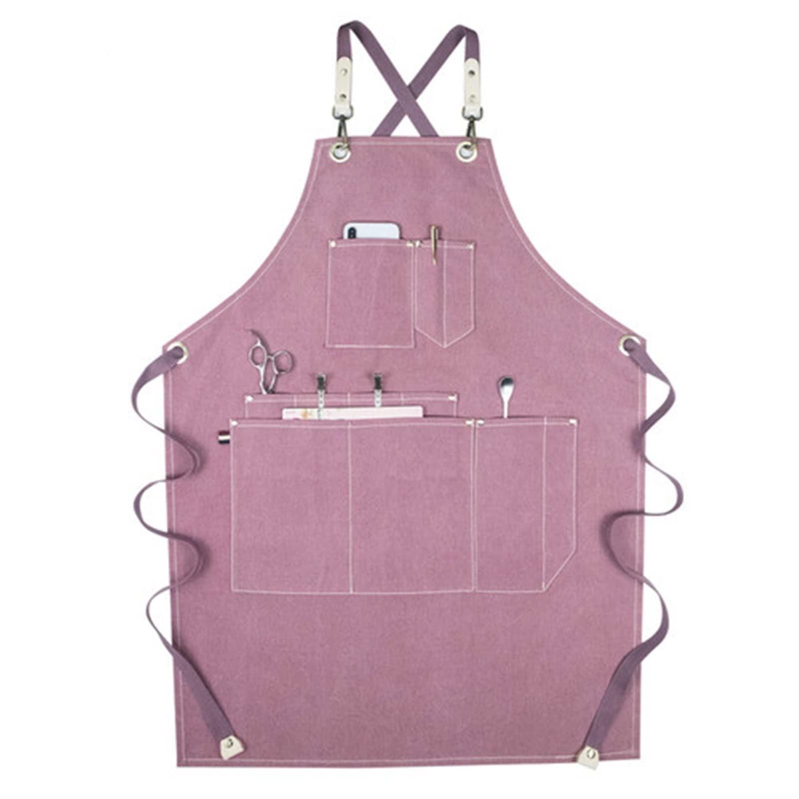 Fartuch na co dzień Unisex Fartuch roboczy dla mężczyzn Płótno Regulowane fartuchy kuchenne do gotowania dla kobiet z kieszeniami na narzędzia Fartuchy (Color : C, Size : 60 * 78cm)