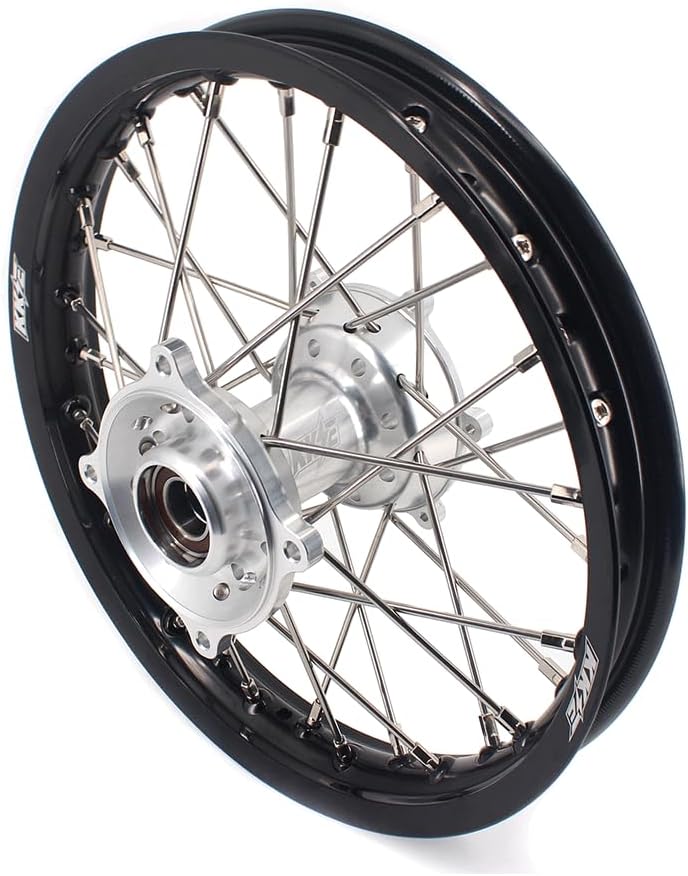 KKE 1.6 * 19 & 1.85 * 16 Big Kid's Spoked Wheels Rims Set Compatible with KTM85 SX 2021-2024 Husqvarna TC 85 GAS GAS MC85 2021-2024 Silver Hub Mini Bike