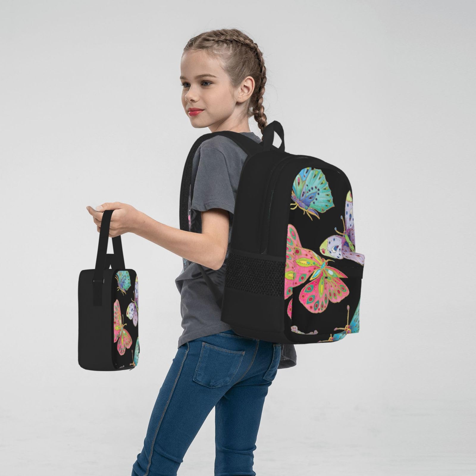 Zaino, borsa portapranzo, astuccio, set da 3 pezzi, per lavoro e