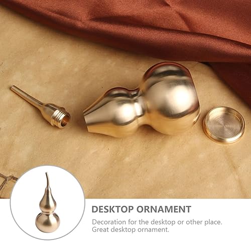 Miniatura 3 de Botella de calabaza dorada de cobre Wu Lou figurita china de buena suerte Wu Lou Salud Prosperidad Decoración Estatua de cobre coleccionable para