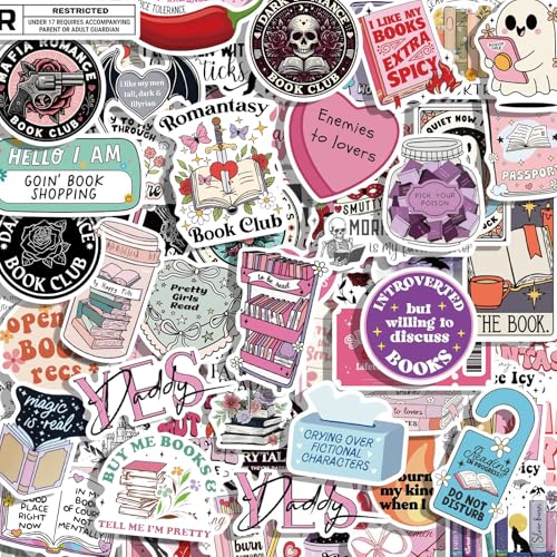 150 PCS Romance Book Stickers for Kindle Waterproof Holographic Glitter Vinyl Bookish Stickers for iPad Laptop Journal Water Bottle Scrapbook Booktok Aesthetic Gifts for Adult Book Lovers