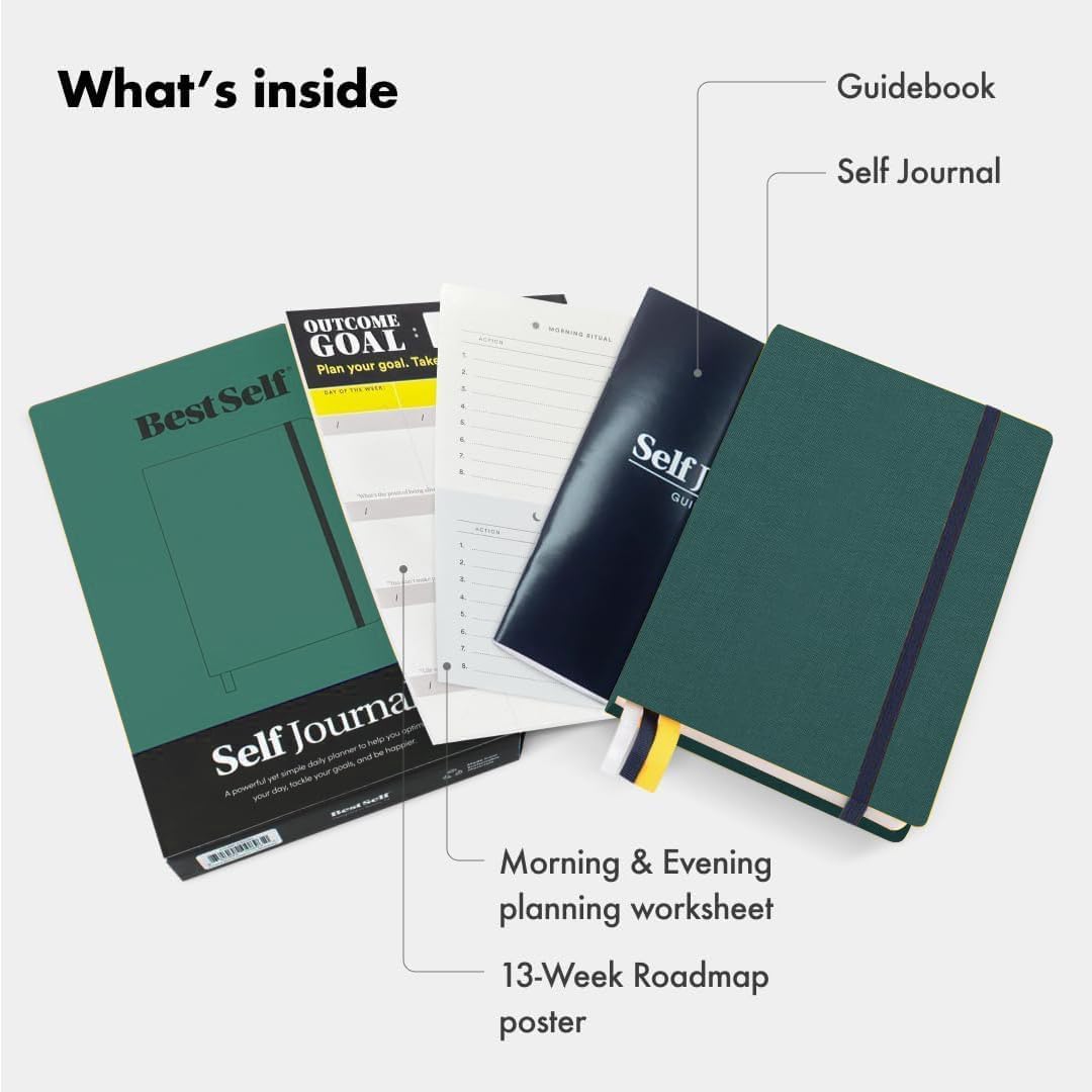 BestSelf - Diario de 13 semanas y planificador de objetivos – Diario diario sin fecha apto para TDAH para hombres y mujeres | Registro de productividad, gratitud, reflexión y hábitos | Organizador de