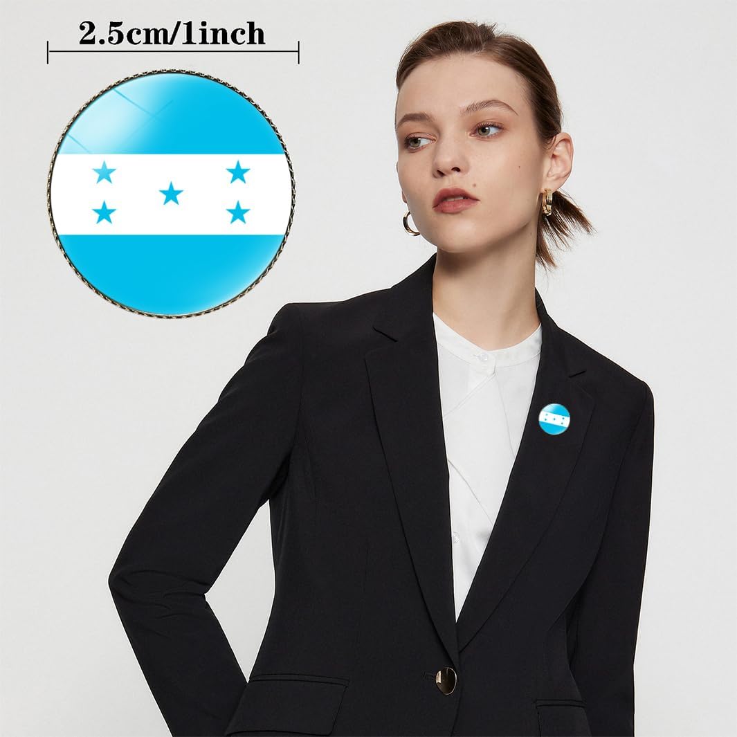 4 Pcs Honduras Flag Pin Round 1 Inch, Lapel Pins Souvenir Badge for Hat Clothes Backpack,Honduran Flag Brooch Accessories Party Favors,Patriotic Pin Accessories for Men/Women - Image 2