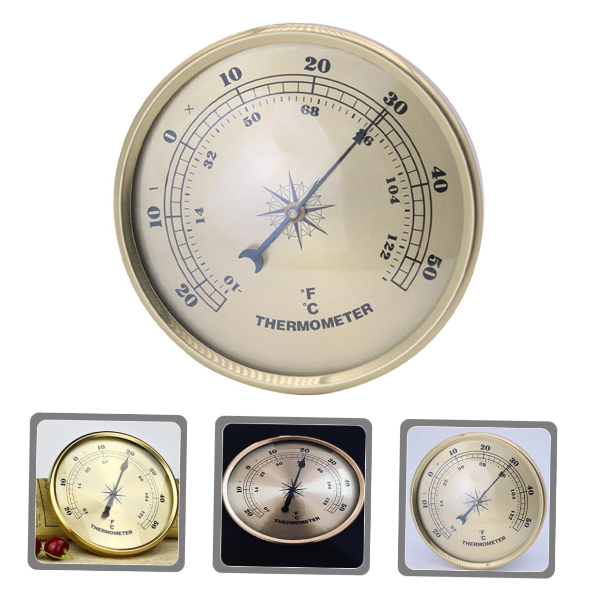 IWOWHERO Outdoor Temperature Thermometer Decorative Circular Metal Thermometer Large Digital Readout Accurate Lightweight Portable