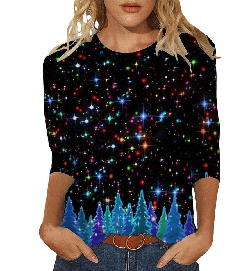 Generisch Weihnachts Damen Shirt Langarm Lustiger Weihnachtspullover...