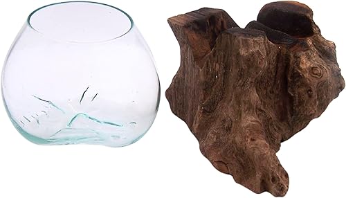 Miniatura 3 de Cuenco mediano de vidrio sobre madera flotante, decoración náutica independiente, decoración temática de playa, 7 pulgadas