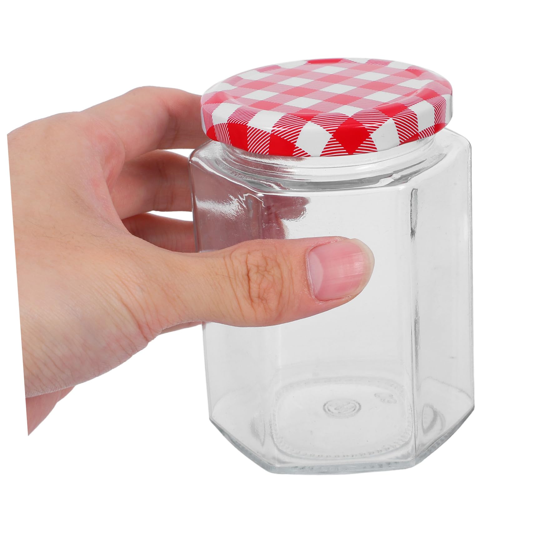 6 Stück-packung Sechseckige Marmeladengläser aus Glas mit Deckel 250ml