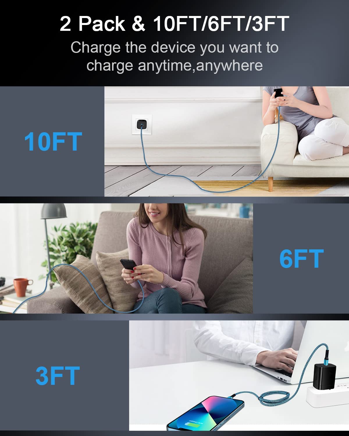 Cavo di ricarica USB tipo C a Lightning per iPhone, cavo USB USB originale Apple USB Power Delivery per iPhone 14 13 Pro Max/13Pro/12/11/X/XR/XS/8, cavo di illuminazione USB-C Cargador Powerline
