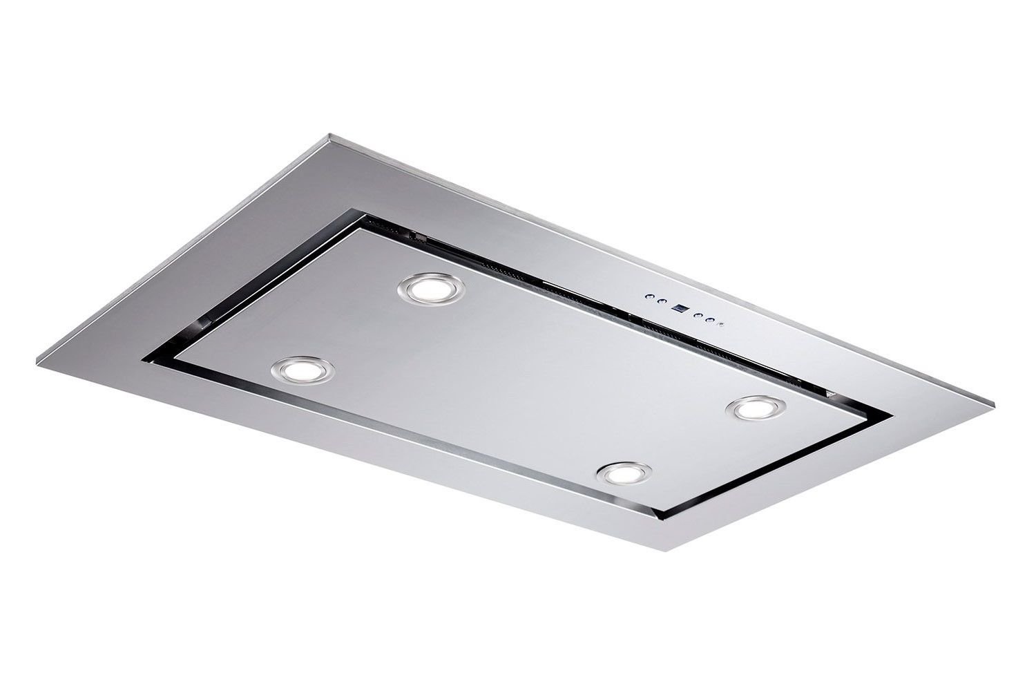 Luxus Deckenhaube 120x60cm/Aus Edelstahl/Inlusive Saugstarken Motor 900m³/h/ Dunstabzugshaube / Inkluisve hochwertige Fernbedienung / 4x3W Power LED Beleuchtung /4 Stufen mit 1 Turbostufe/Nachlaufautomatik/Deckenlüfter Made in EU/Europäische Premiumklasse