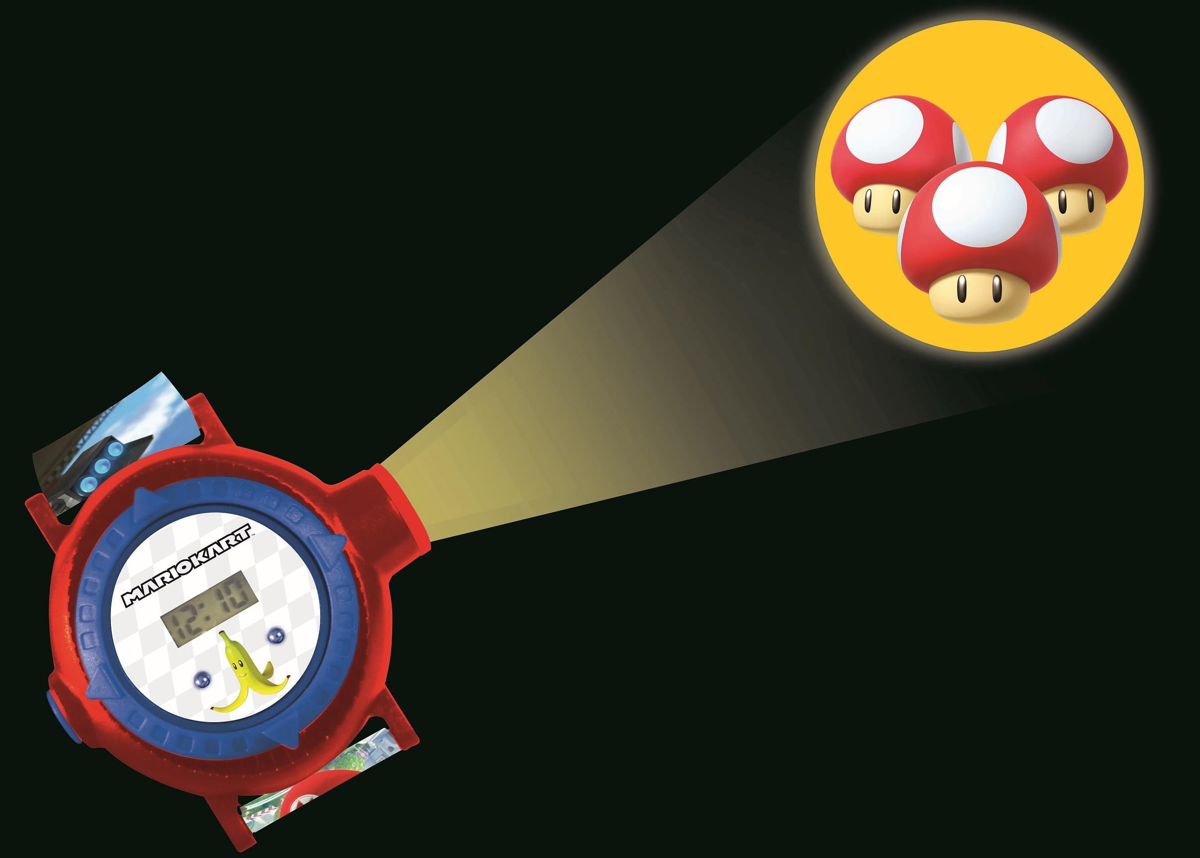 LEXIBOOK - Nintendo Mario Kart Reloj Correa Ajustable Pantalla Digital con 20 proyecciones de Mario Kart - para Niños - Rojo y Azul – DMW050NILXB