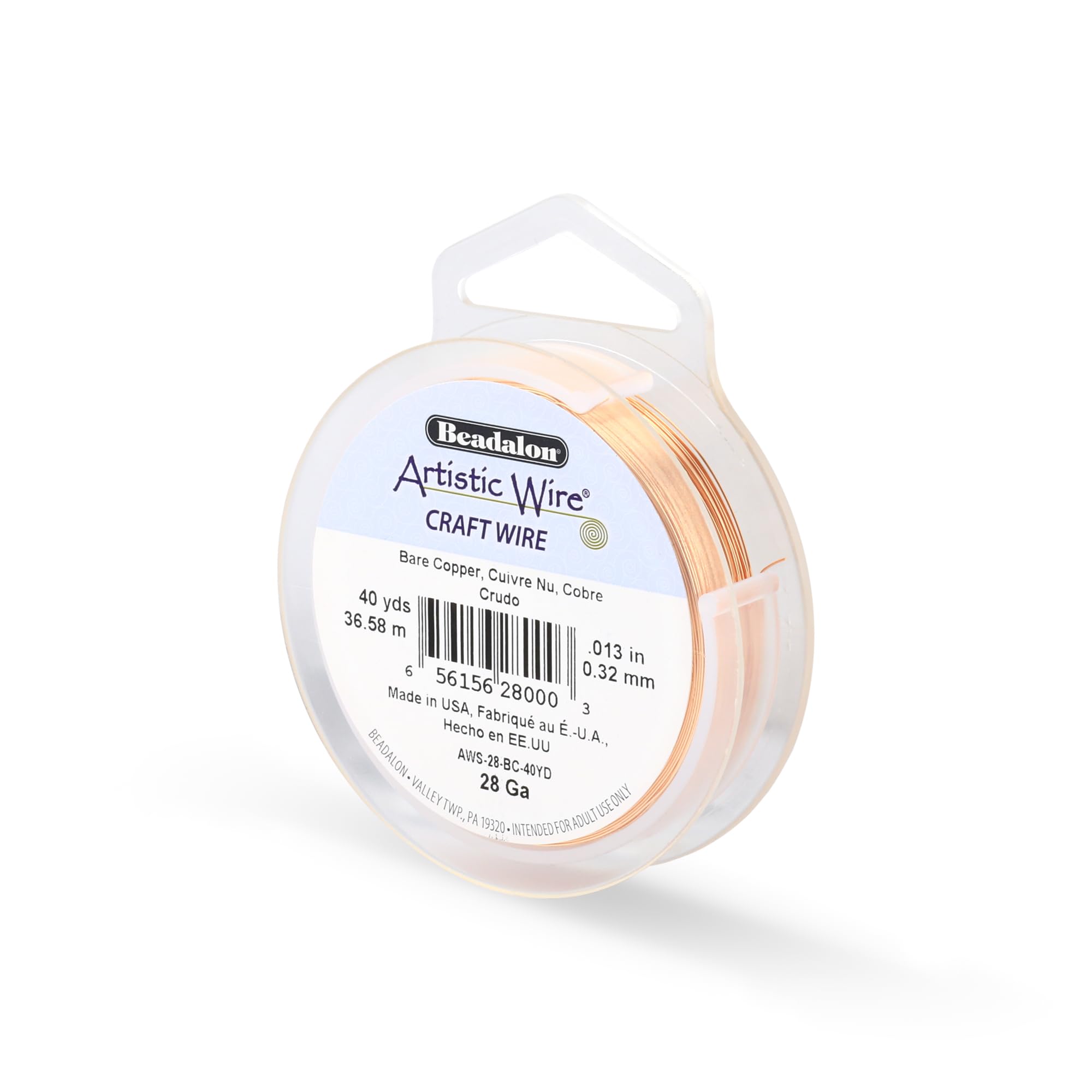 Artistic Wire Bare Copper 40 Yd 28 Gauge Wire,