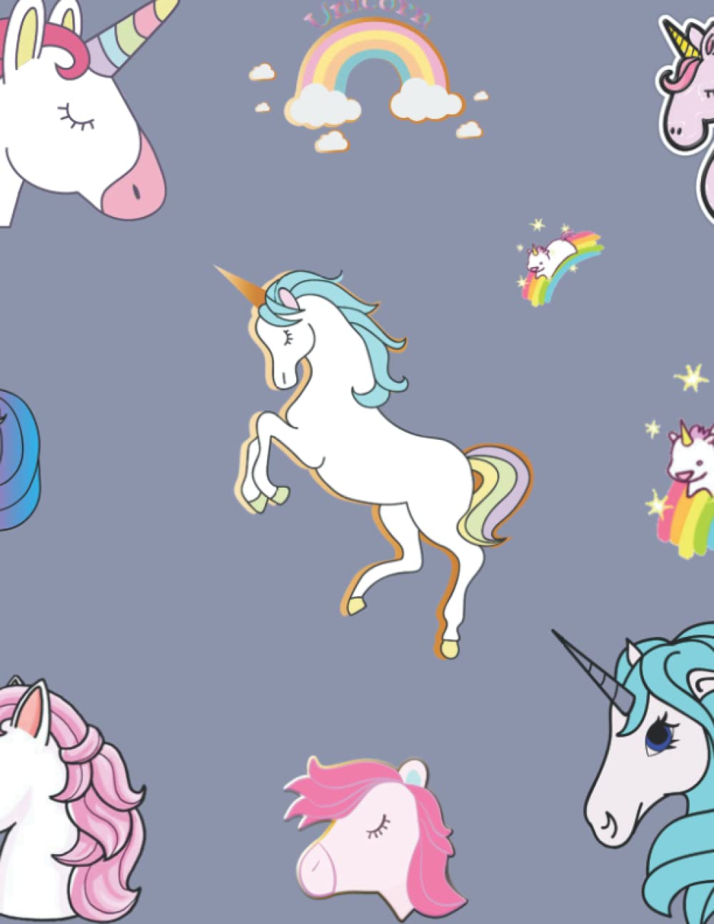 Unicorn Notebook (Cool Grey): Blank, Wide, Ruled, Lined Paper Journal/Freetime/Work/School Notebook | Unicorn Design, Soft Cover Book | Gift item for ... pages | Writing Notes, Jotter/Journaling