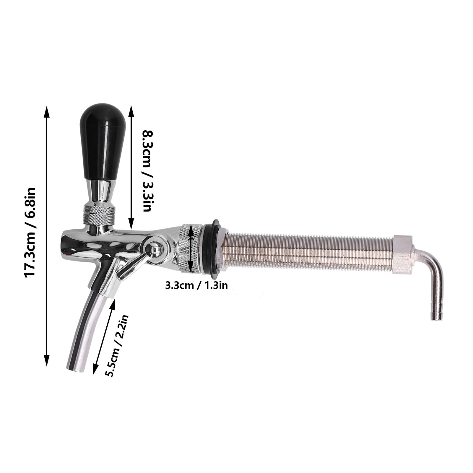 Grifo Cerveza Acero Inoxidable Cromado Grifo Barril Regulable