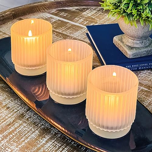 Kate Aspen Vintage Fluted Frosted Glass Tealight Votive Candle Holders (Set of 6), Rustic Decor, Boho Decorations, Shelf Decoration, Classic Look | Perfect Hostess Gift