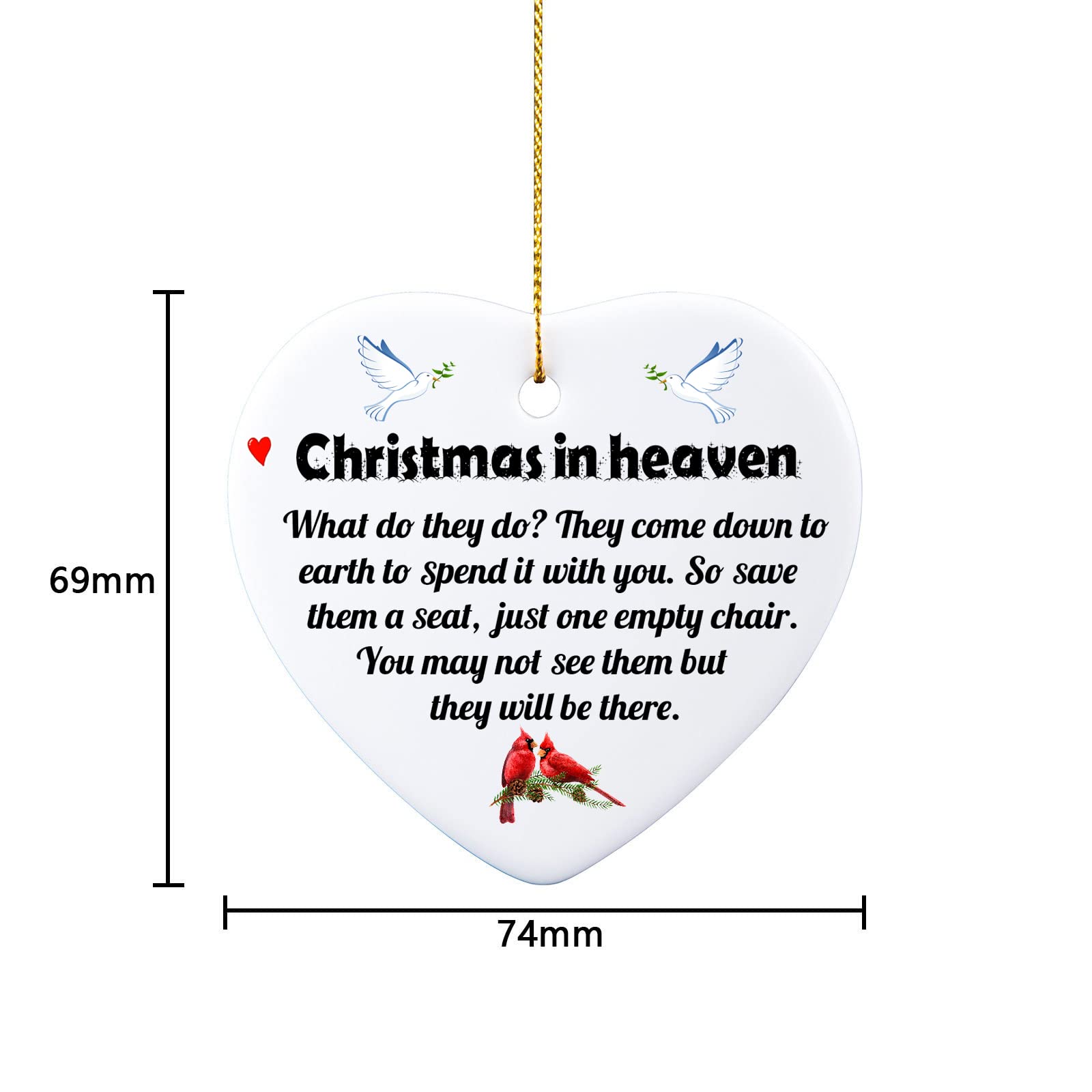 Christmas in Heaven Poem Ornament Xmas Tree hanging Decoration Memorial Plaque Gift in memory of loved ones in heaven christmas decoration - Image 2