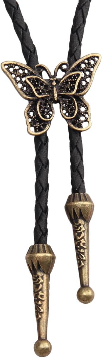 JAOYU Western Cowboy Bolo Tie for Men Women Gold Silver Death Skull Moth Bolo Tie Christmas Bolo Tie Cowgirl Neck Tie