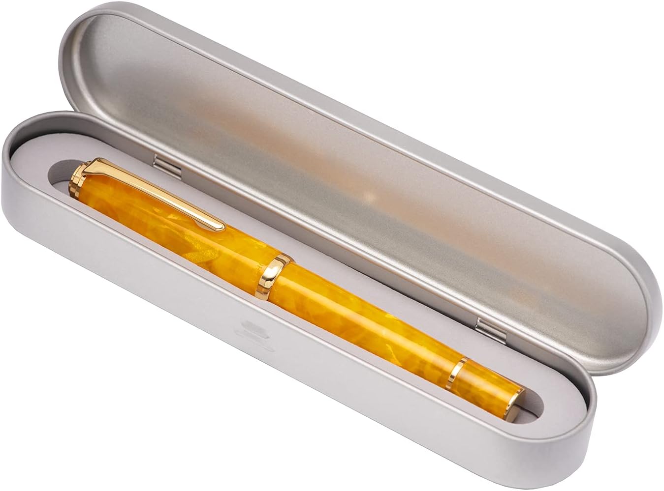 Hongdian N1 Orange Resin Fountain Pen, Extra Fine Nib Classic Pen, Includes Metal Box and Ink Converter Smooth Writing Pen