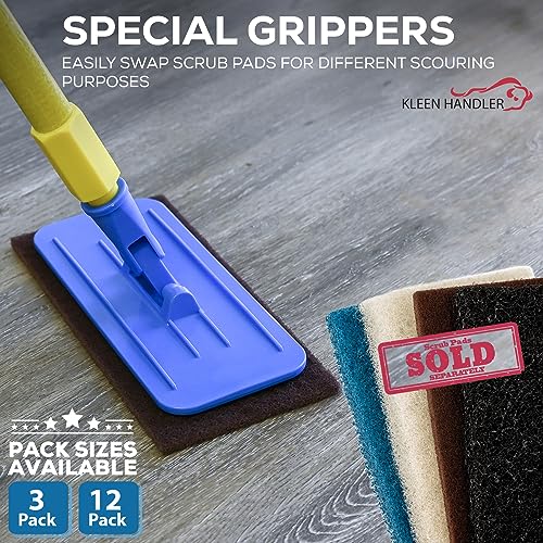 Image of Kleen Handler Bulk Pack of 12 EZ Scrub Pad Holders, Threaded Swivel Pad Holder for Cleaning with Scrub Pads, Universal Cleaning Pad Holder, 10 inch x 4 5 /8 inch (12 Pack)