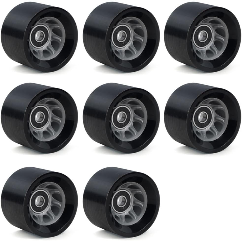 8 Pack 58mmx39mm Roller Skate Wheels 90A 92A Quad Skate Wheels with Bearings for Outdoor Double Row Skating or Skateboard Accessories(92A Black)