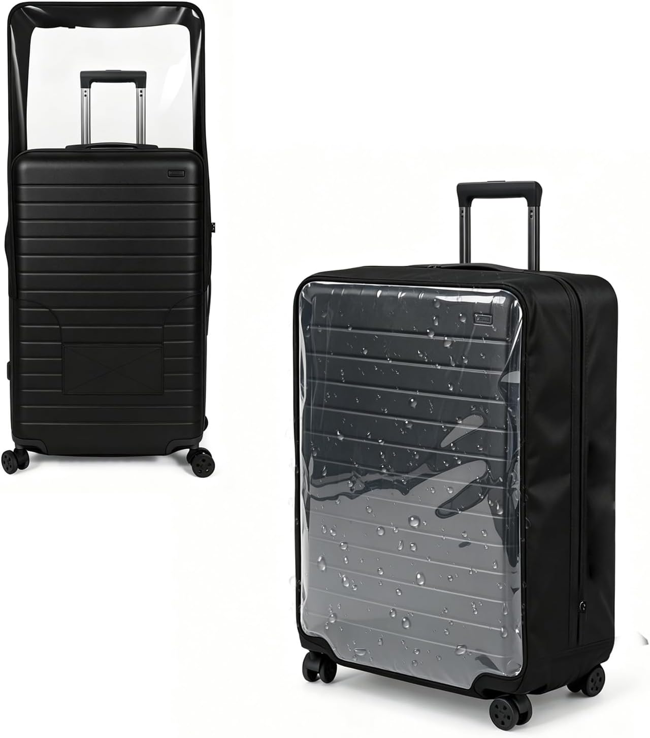 Clear Luggage Cover Compatible with Away, Waterproof TPU Carry On Luggage Cover Protector with Invisible Zippers, Easy Inspection Without Full Removal, 28 Inch