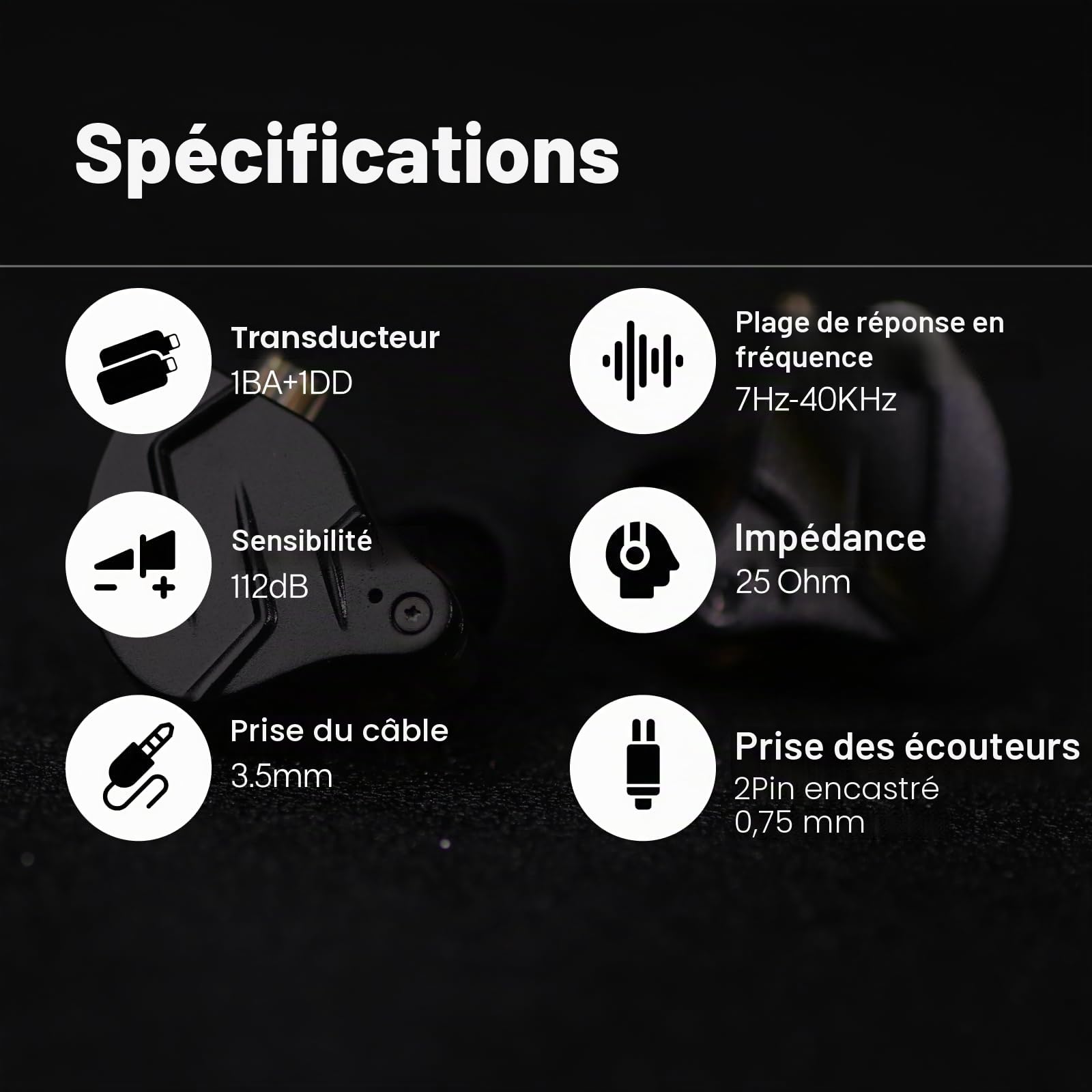 Linsoul KZ ZSN Pro X Écouteurs Hybrides en Métal avec Double Pilote 1BA+1DD HiFi Intra-Auriculaires avec Câble Détachable Encastré 2Pin(Gris, avec Micro)