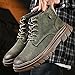MEIXI MOBILE Men's Fashion Autumn and Winter First Layer Pigskin Work Boots Lace-up Genuine Leather Ankle Boots (dark green,6)