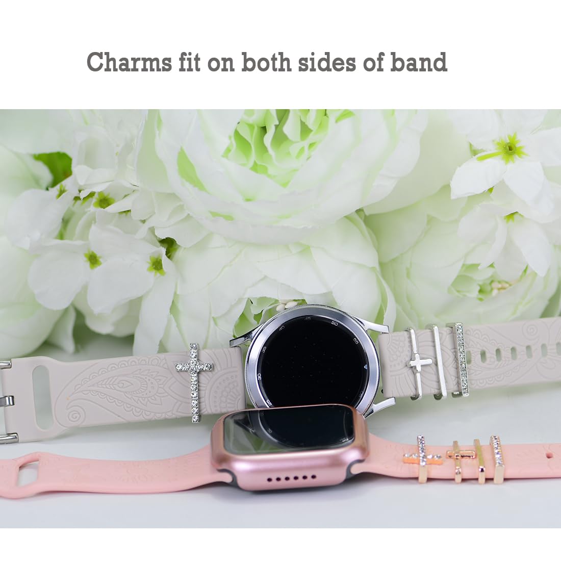SUNOREEK Watch Band Charms for women , beads Diamond Decorative Rings Loops Charms for Apple Watch Bands charms 49mm 45mm 44mm 42mm 41mm 40mm 38mm , Metal Jewelry SmartWatch Watch Band Accessories