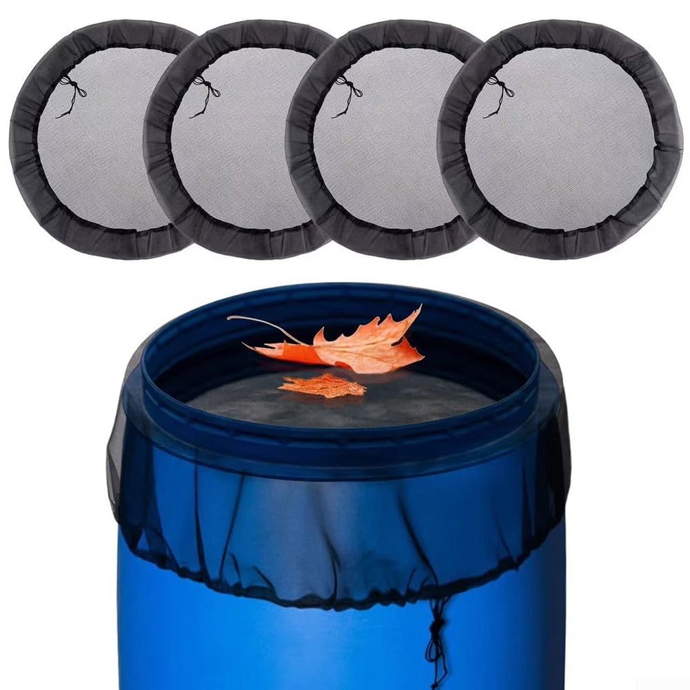 Axorafow Polyester Mesh Cover for Rain Barrels Having Drawstring Closure – 40cm (15.7) Diameter Debris-resistant Water Collection Protector Screen – 4-pack Black