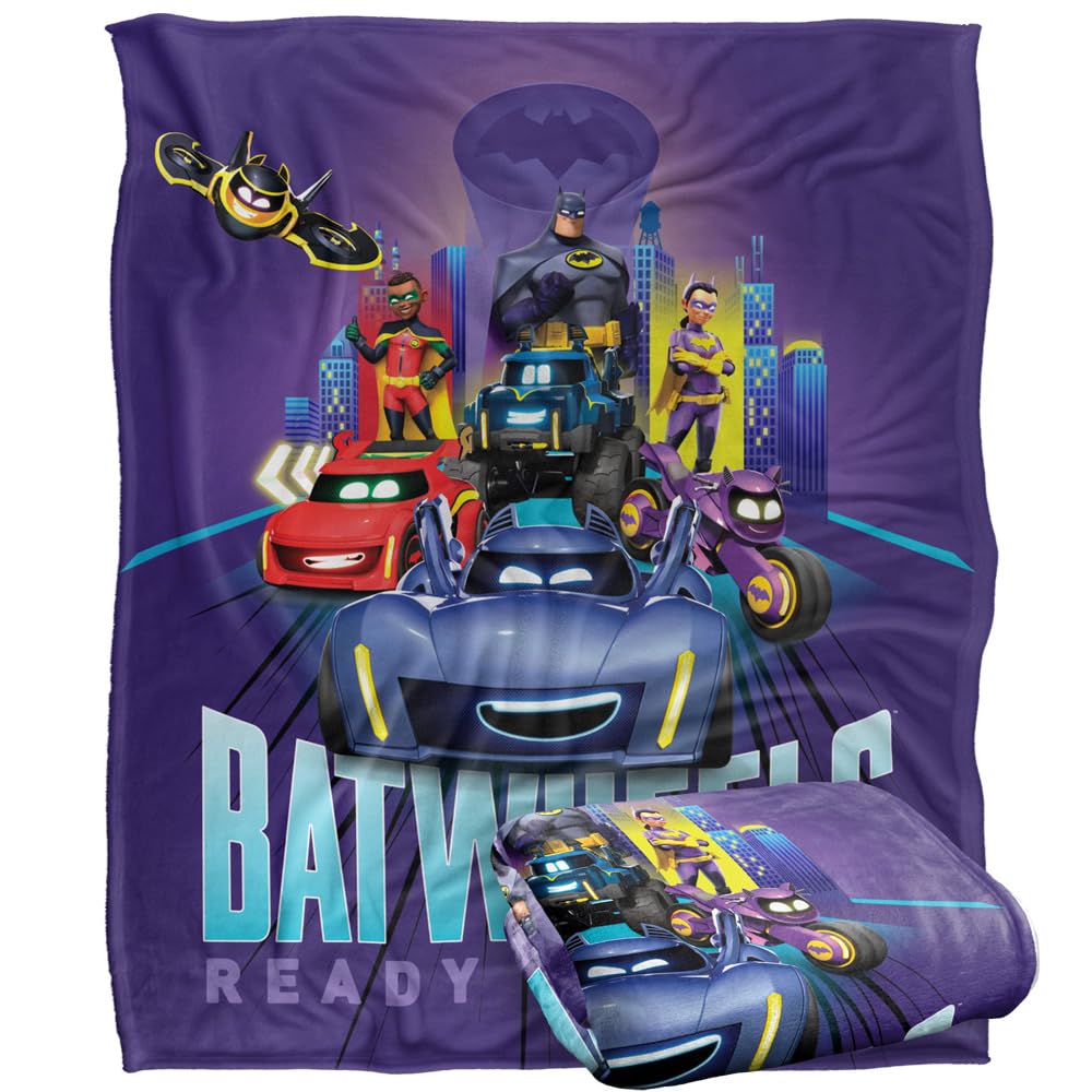 BATMAN Batwheels Blanket, 152 x 127 cm Bam Coming at You Silky Touch Super Soft Throw Blanket