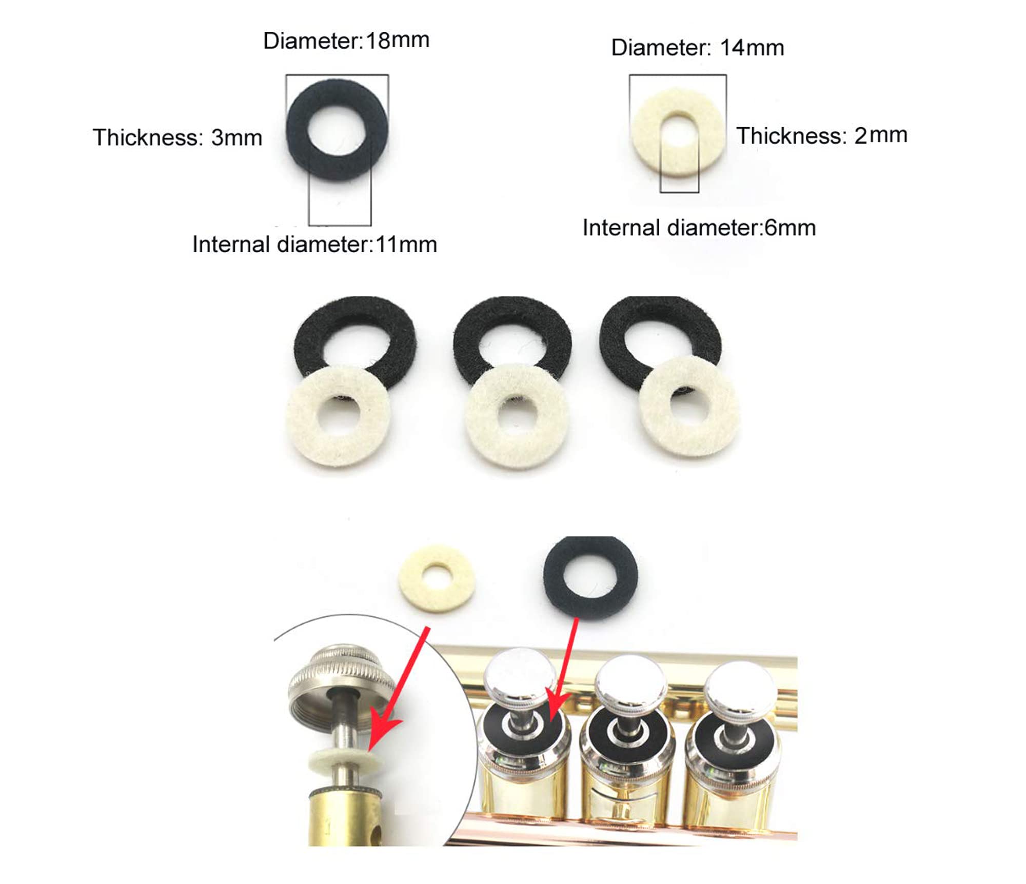 Rondelles Feutre Valve Trompette - Lot 10 Pièces Pour Entretien Instrument Musique