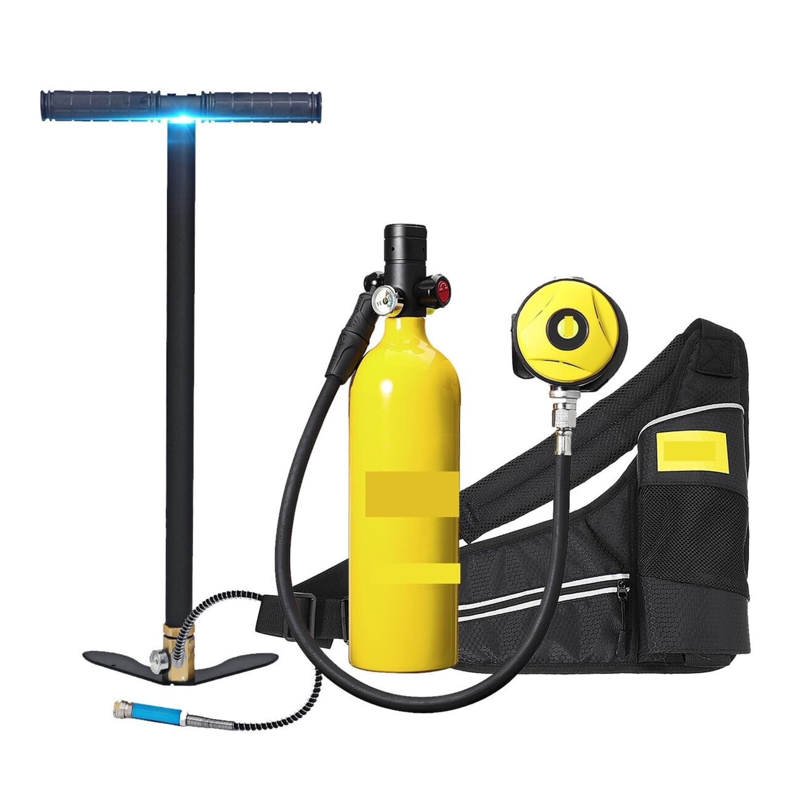 NAKEAH Attrezzatura da Sub, Mini Bombola da Immersione da 1 Litro, Pompa a Mano con Serbatoio d'Aria per Respiratore da Immersione per Attrezzatura da Sub per Lo Snorkeling, Attrezzatura da Sub Che