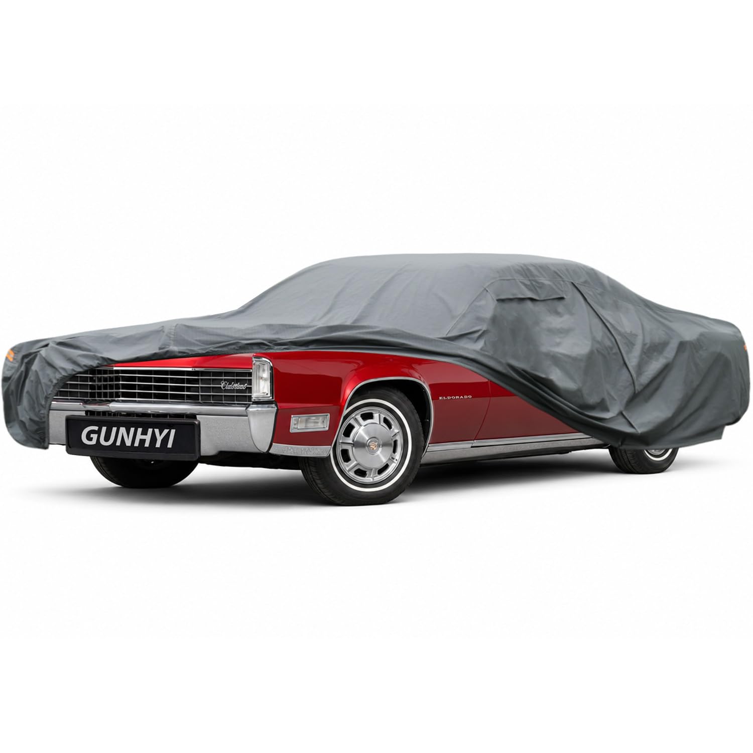 GUNHYI Premium Car Cover Custom Fit Cadillac Eldorado, 16 Layers Heavy Duty Car Cover Waterproof All Weather with Zipper Door for Sun Rain Snow Dust Uv Protection