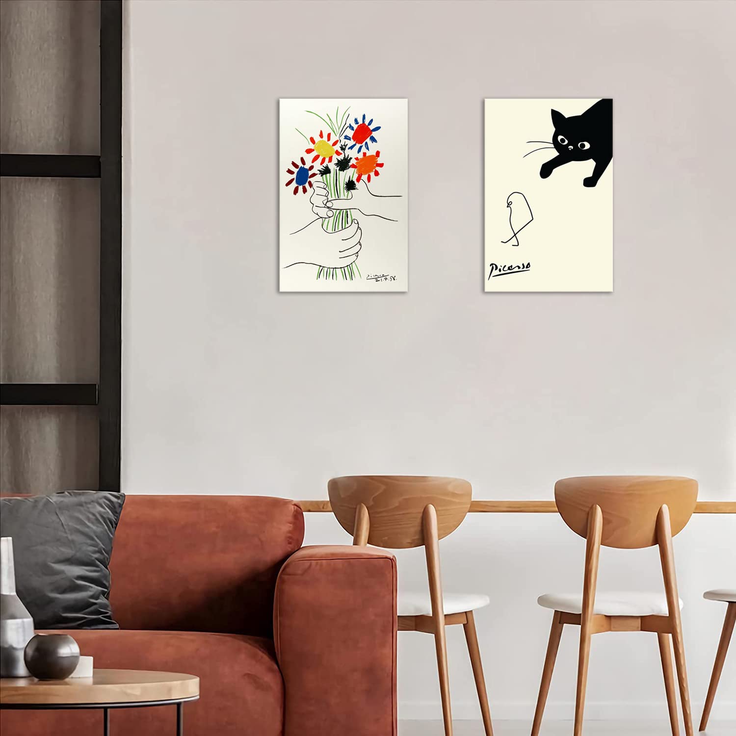 Amazon.co.jp: 2枚 ピカソ アートパネル 抽象 絵画 壁飾り 開運 額付き