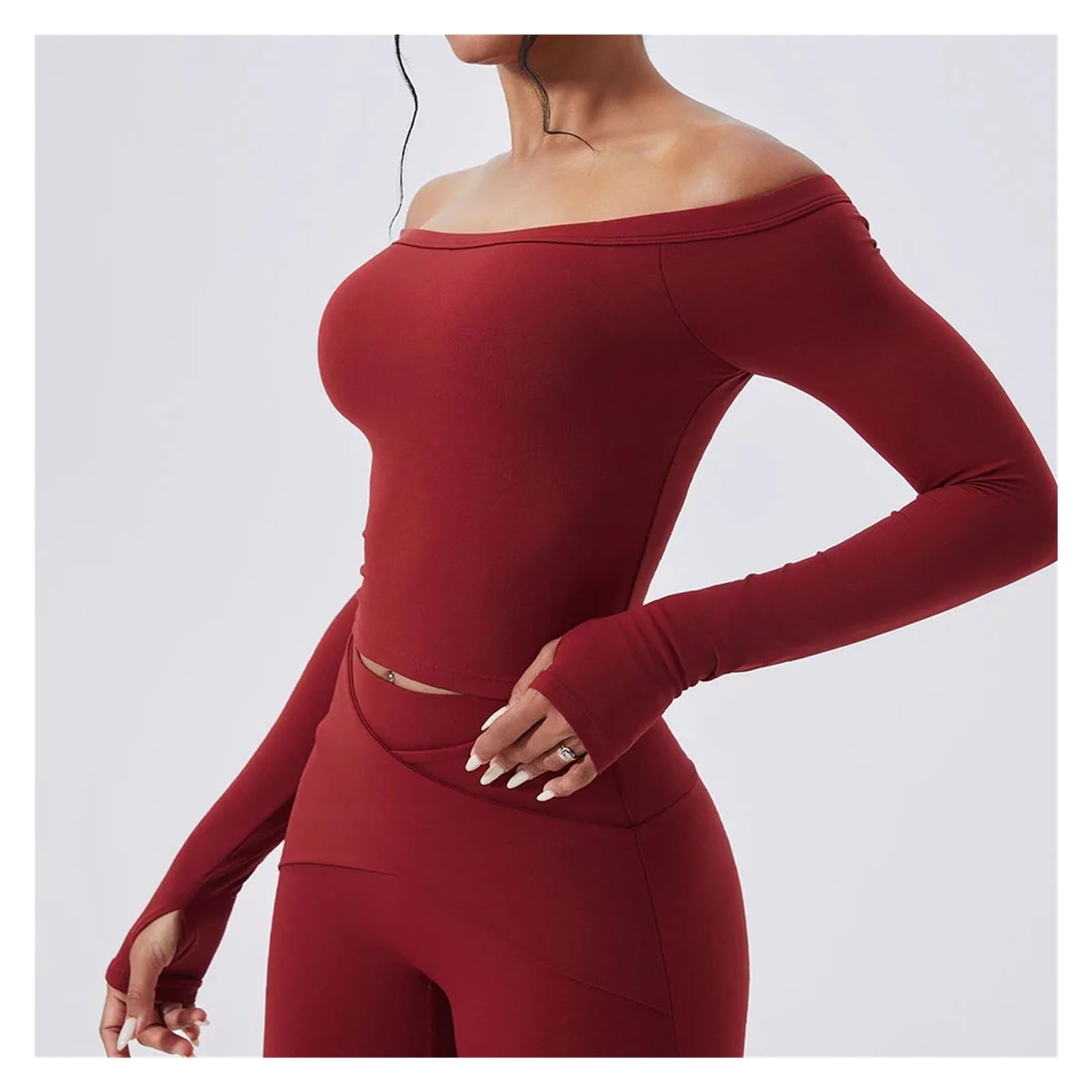 Top Yoga a Maniche Lunghe Donna Camicetta a Maniche Lunghe