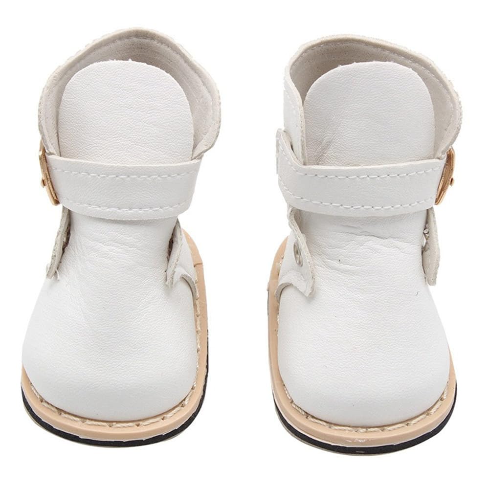 Uteruik 18in Doll Leather Boots with Buckle 46cm American Doll Ankle Boots Shoes Costume Accessory (White)