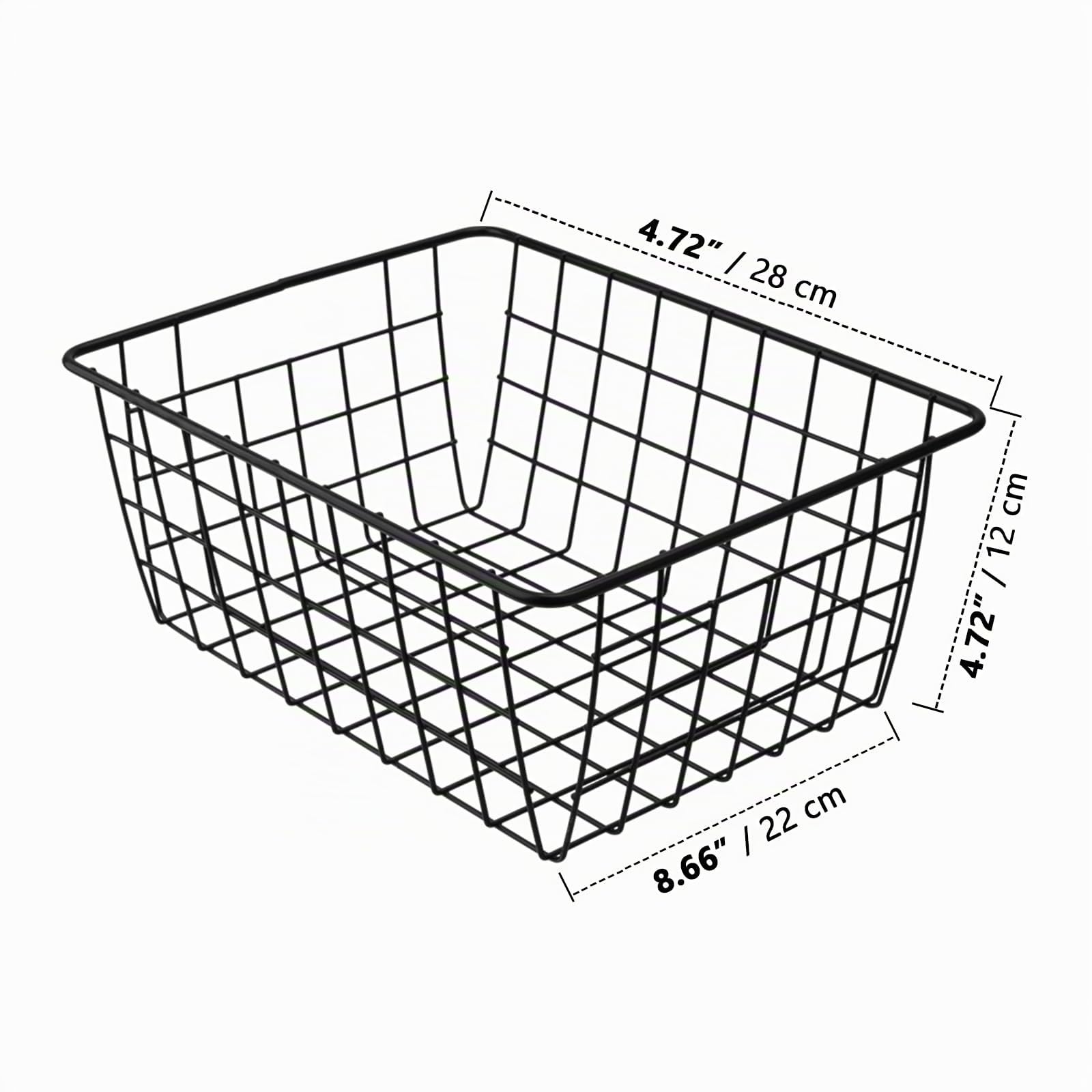 ZOENHOU 2 cestas de almacenamiento de alambre de 28 x 22 x 12 cm, cesta de metal, cesta de baño de metal, diseño de alambre abierto, cesta colgante de pared, cesta de hierro, para oficina, cocina,