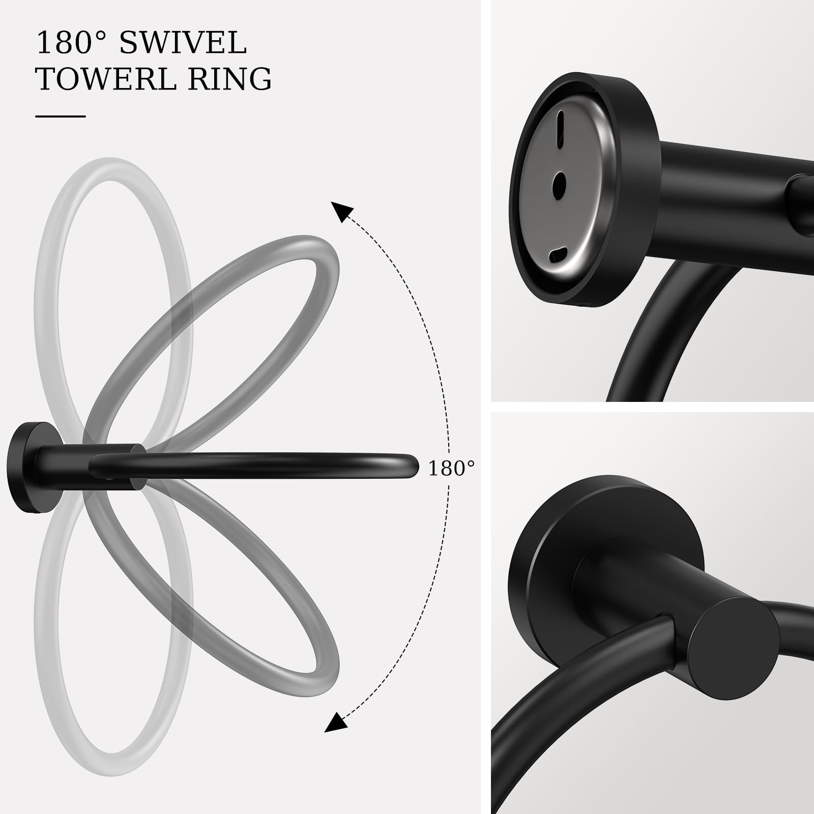 Matte Black Toilet Paper Holder & Towel Holder Bathroom Hardware Set — Amazon image 5