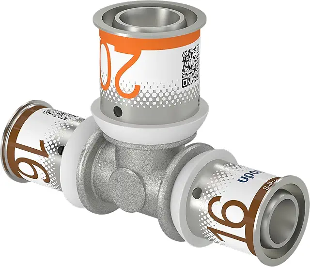 Uponor S-Press PLUS MLC Tee Reduced 16x20x16 mm - Geïsoleerd Fitting