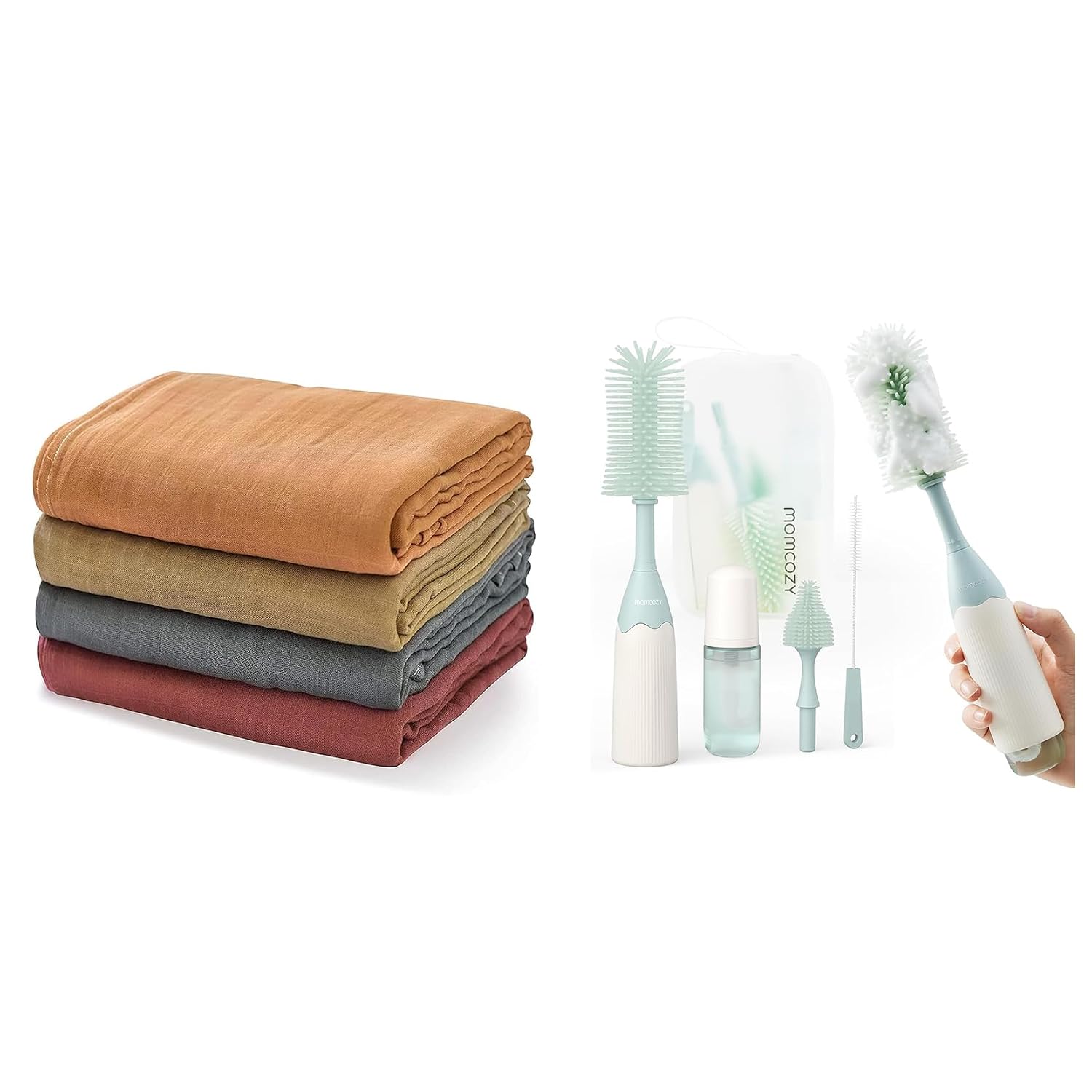 Momcozy Bottle Brush Kit Muslin Swaddle Blankets
