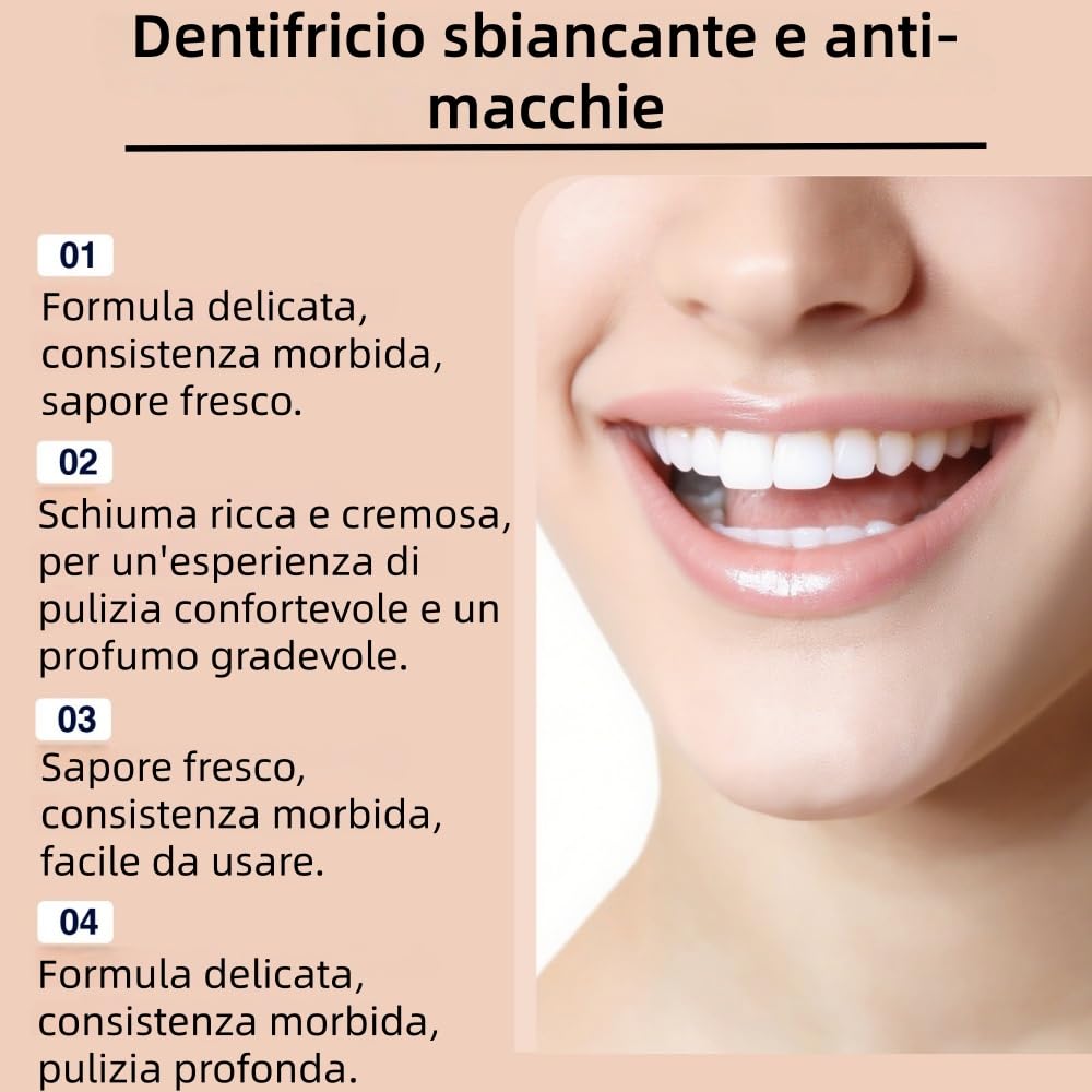 kugig dentifricio, deterge delicatamente, rinfresca l'alito, protegge gengive, per denti sensibili, sbianca e cura profondamente.