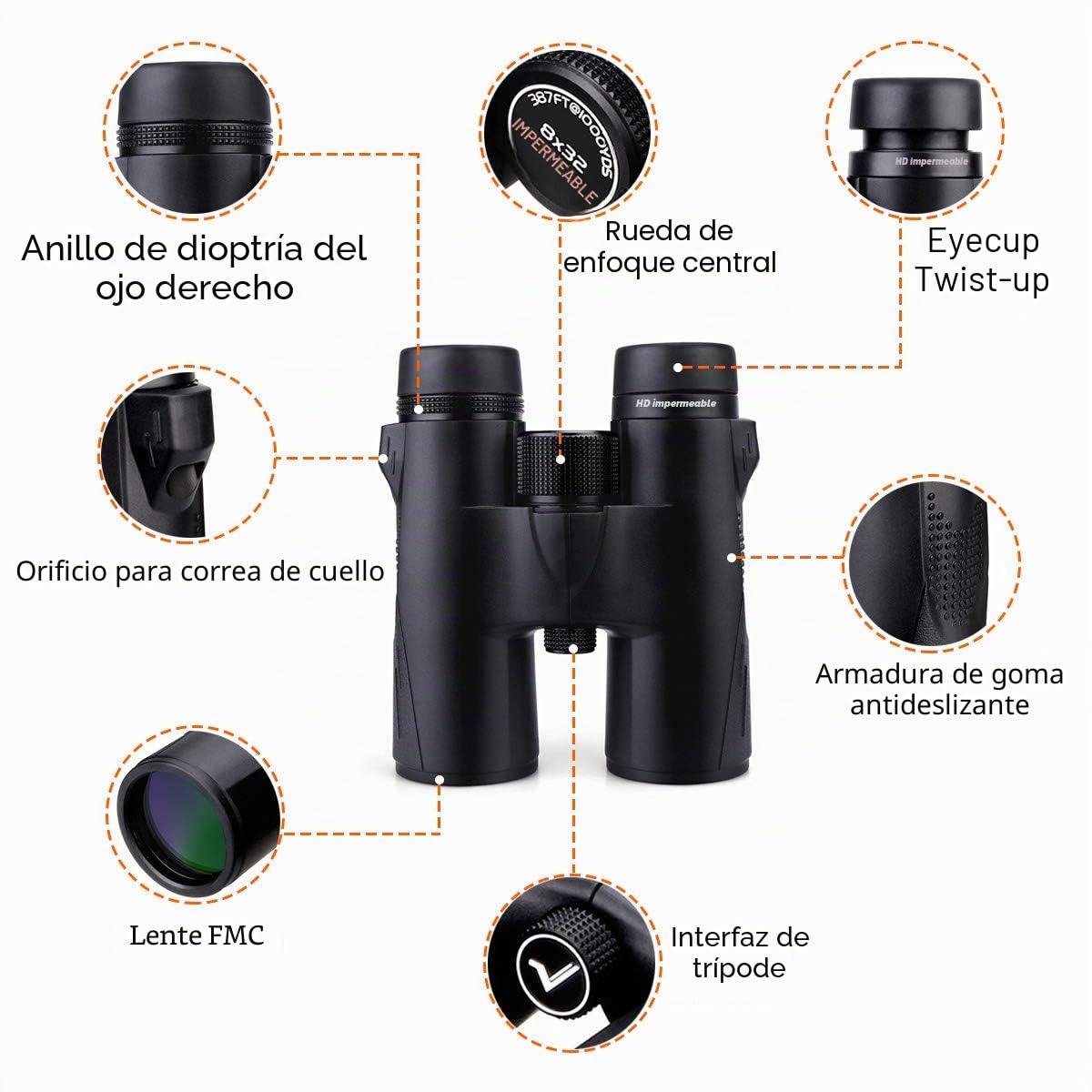 Svbony SV47 HD, Prismáticos Profesionales 8x42 HD Impermeables | Hunting And Safari, HD Binoculars, BAK4 Prism With FMC Optics For Clear Images