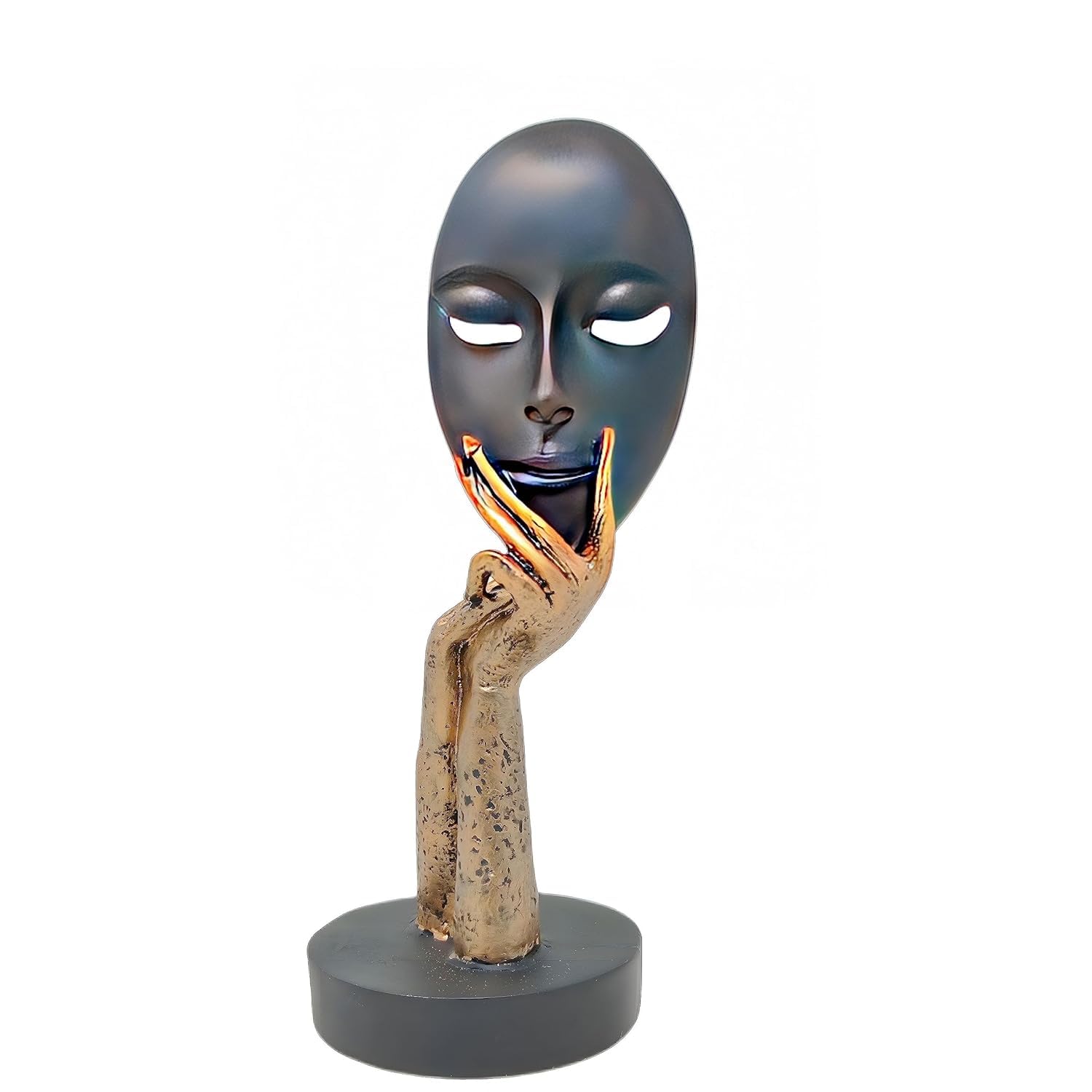 Hand Mask Statue Showpiece for Home Decor, 27 Cm, Decorative Statue for Living Room, Bedroom, Kids Room, Office, Multi Color